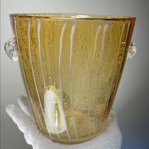 Venini Murano Art Glass “Bollicine” Amber Ice Bucket – Limited Edition - Picture 4 of 10